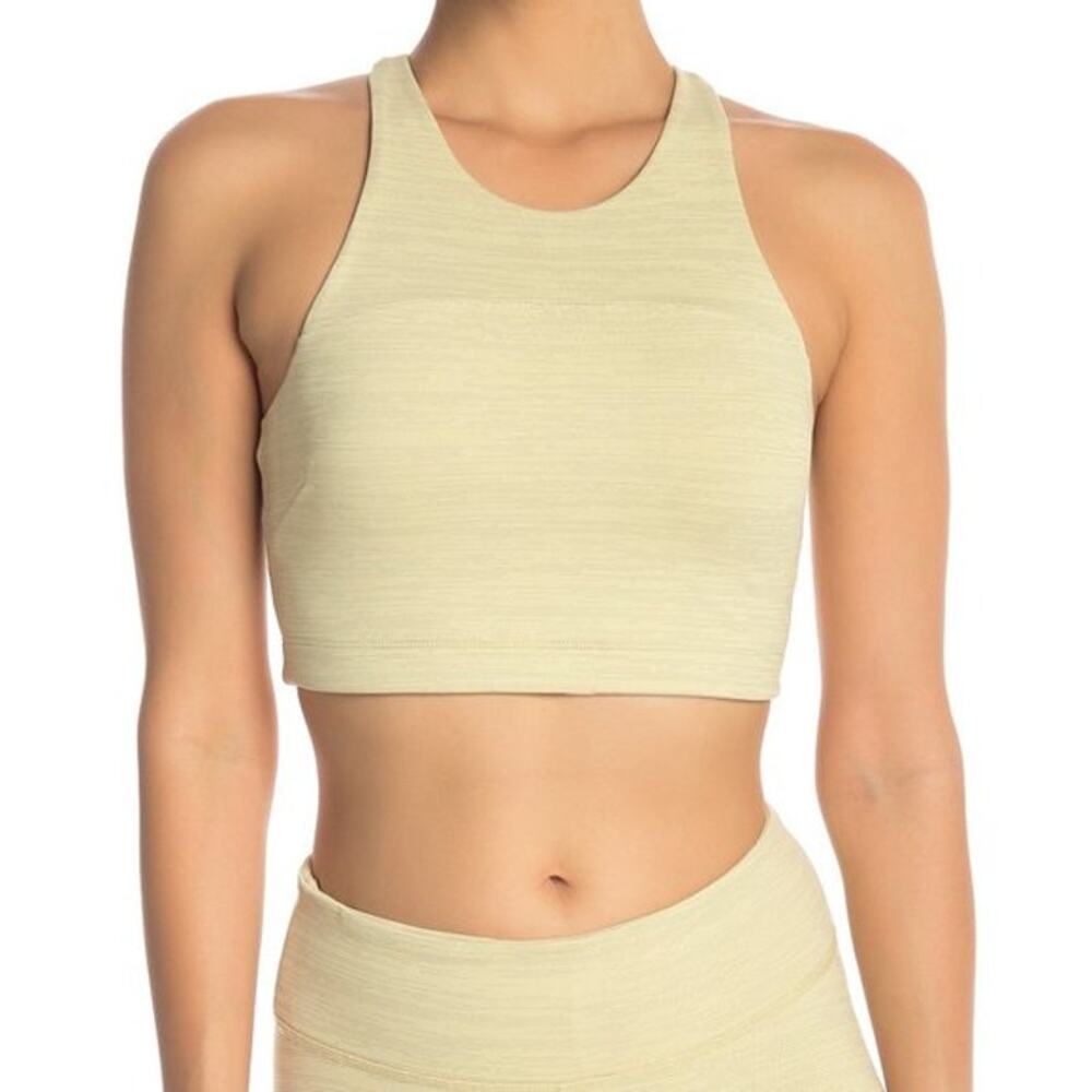 OUTDOOR VOICES Techsweat‎ Crop Heather Yellow Racerback XS Sports Bra Tank